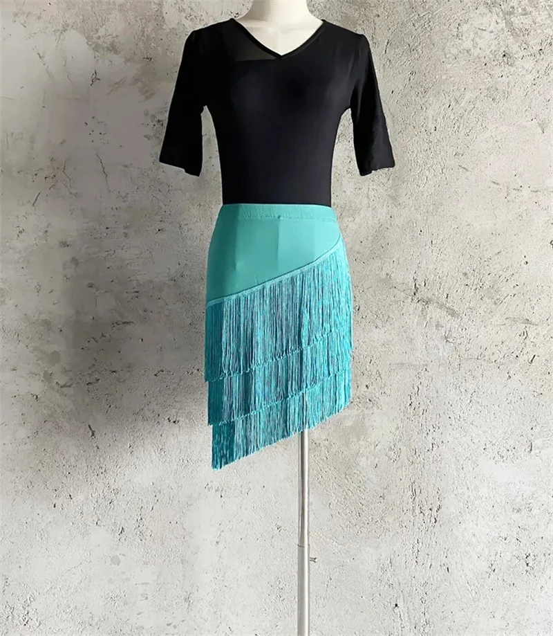 กระโปรงเต้นลาตินผู้หญิง 3 ชั้น แต่งพู่ห้อย สีใหม่ปี 2026 ไซส์ใหญ่ 5XL เซ็กซี่ สำหรับเต้นรูมบา แซมบ้า