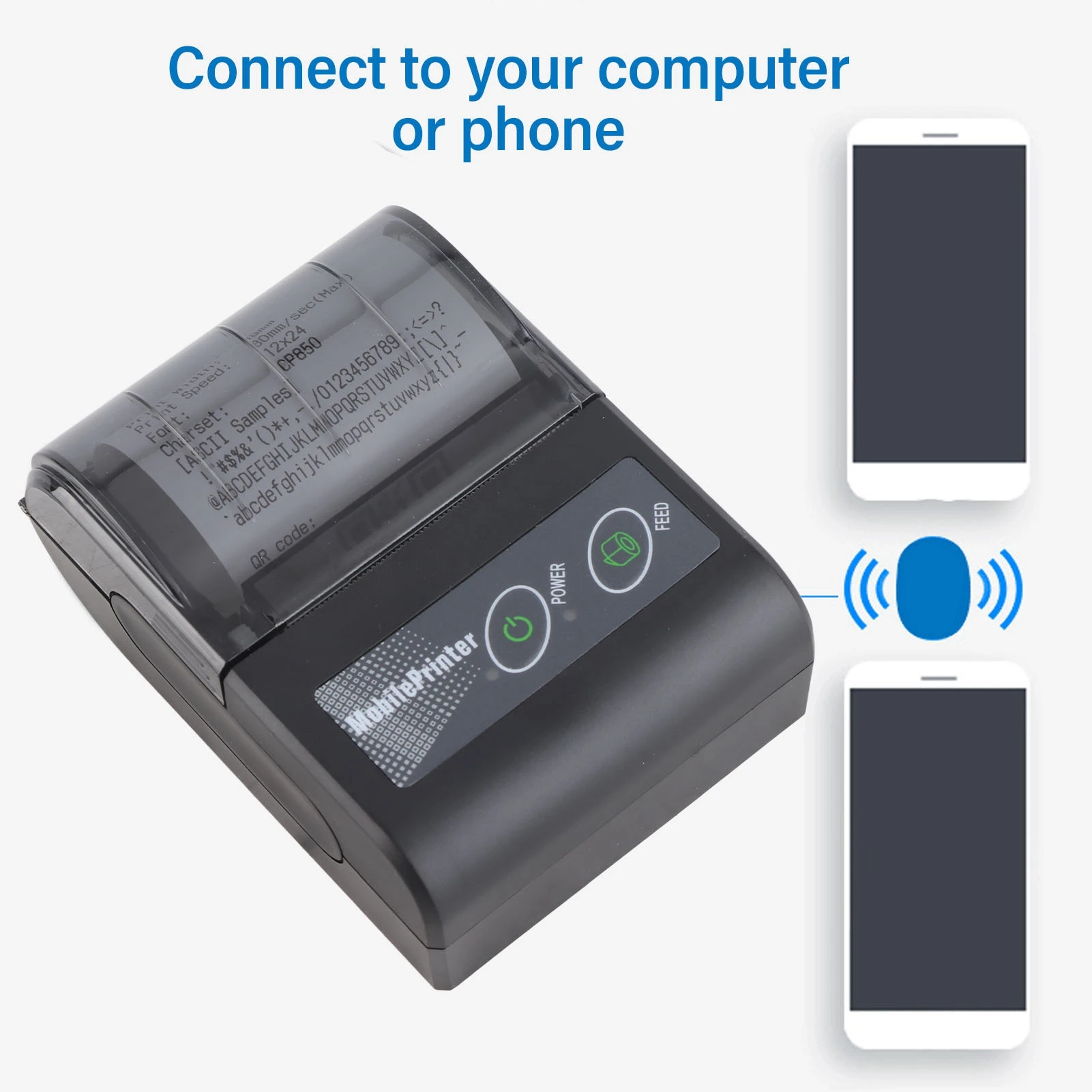 

Bluetooth-принтер чеков с автоматическим режимом сна и пробуждения, беспроводной мини-принтер билетов для продажи в ресторане, розничный мобильный принтер чеков