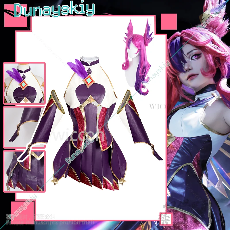 

LOL Star Guardian Game Cosplay Xayah Anime Costume Sexy Y2K Punk Pink Purple Dress Kawaii Lolita Wigs Halloween Party Customized