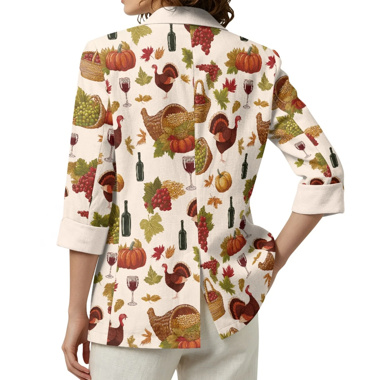PENSTROLL with Pockets Linen Like Fall Tops Lightweight Open Front Top for Daily Wear Orange Camo Print