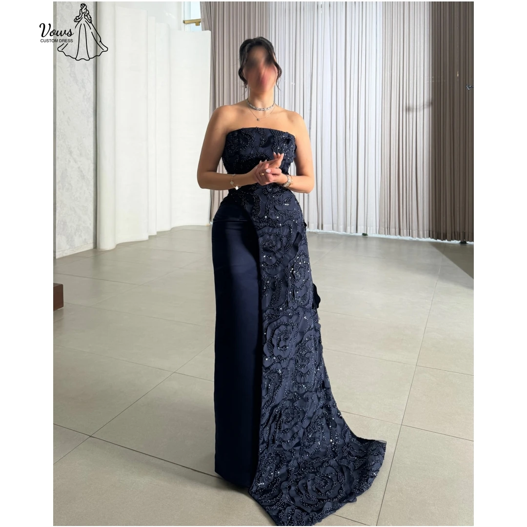 Vows Abiti neri su misura Abiti da festa eleganti da donna 2025 con spalle scoperte Abito da sera di lusso Dubai Abito da donna per invitati al matrimonio