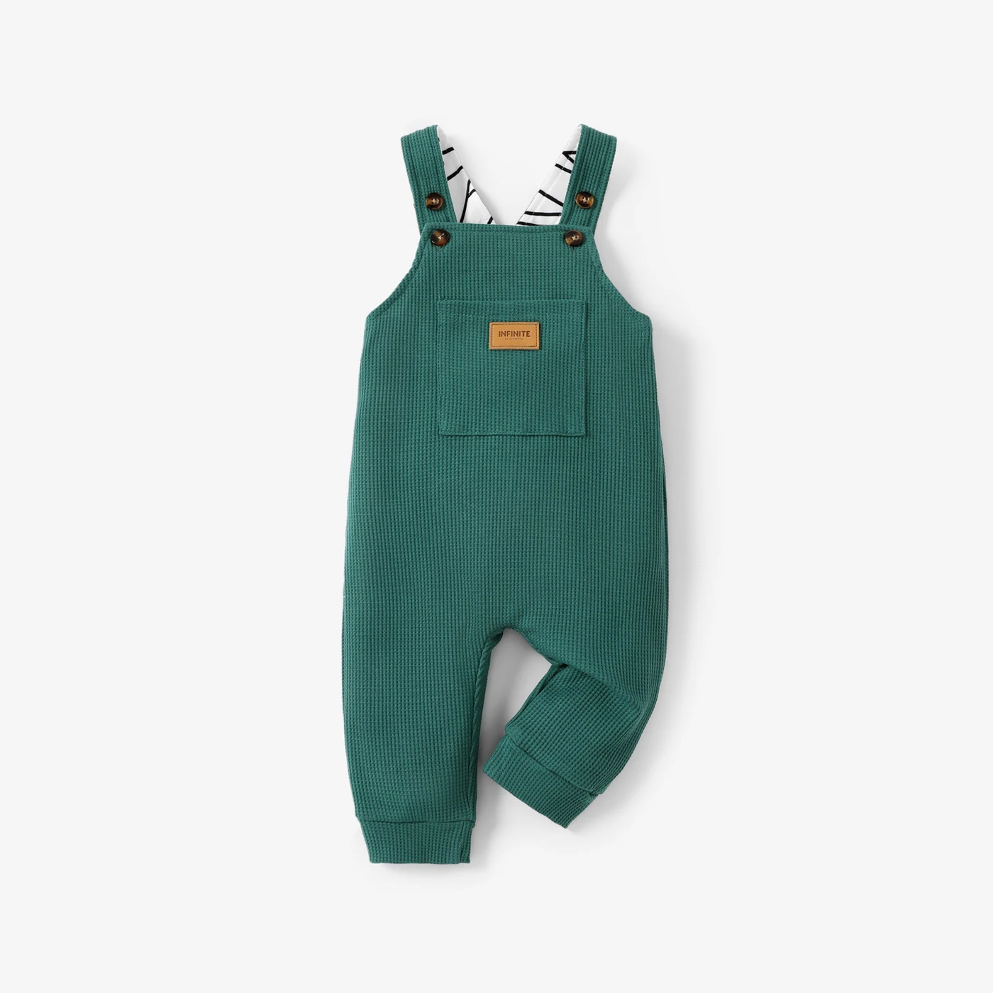 PatPat Baby Boy Waffle Letter Patched Pocket Front Overalls