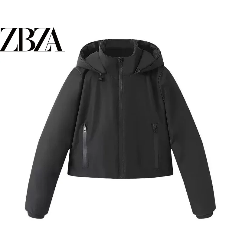 Fashionable Short Cotton Jacket Coat with Hood Thick Warm Women's Street Style Winter Outerwear Zipper Closure  Color