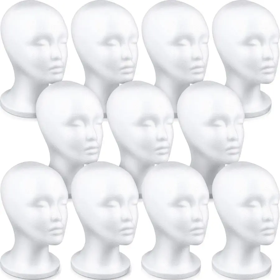 

10 Pcs Foam Wig Head, Foam Mannequin Head Stand, Wig Display for Style, Model, Masks, Hairpieces, Hats, Salon and Travel, Christ
