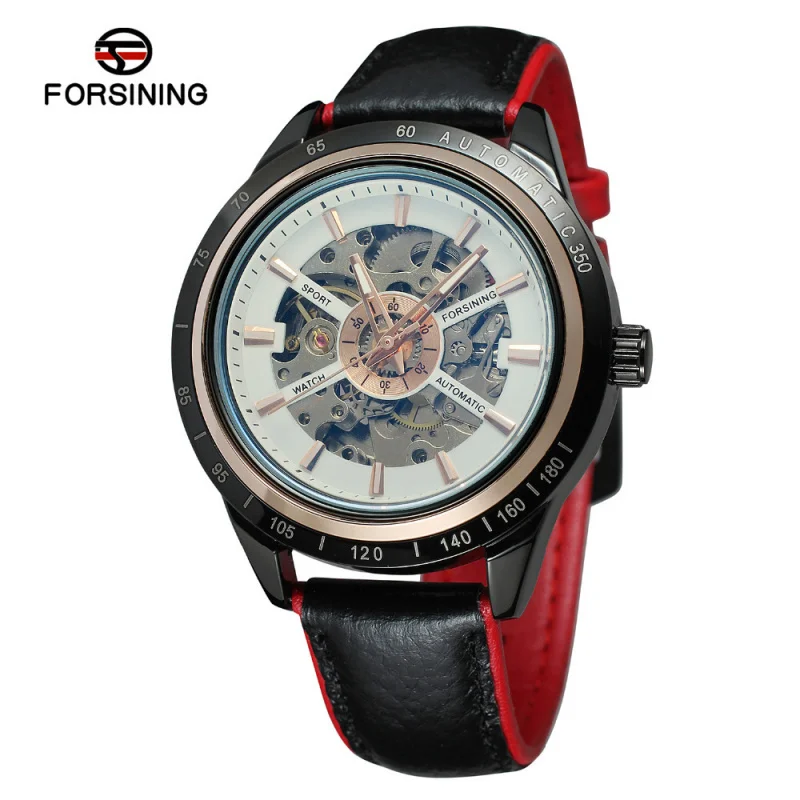 Free Shipping OUTLETSNew forsining Blue Glass Waterproof Men's Fashion Casual Hollow Automatic Mechanical Watch