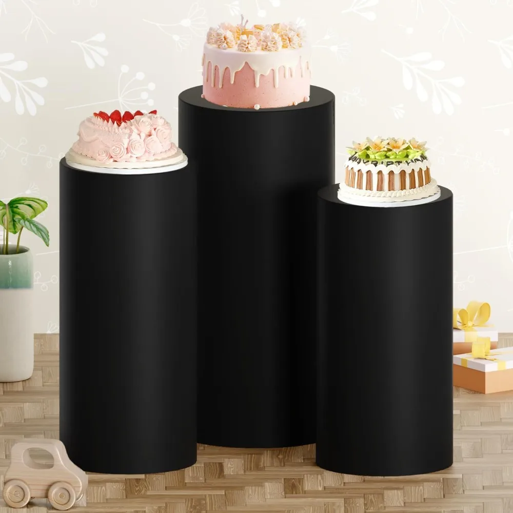

3Pcs Durable Spandex Cylinder Covers Set Round Solid Color Cylinder Stand Covers Cylinder Pedestal Covers Wedding