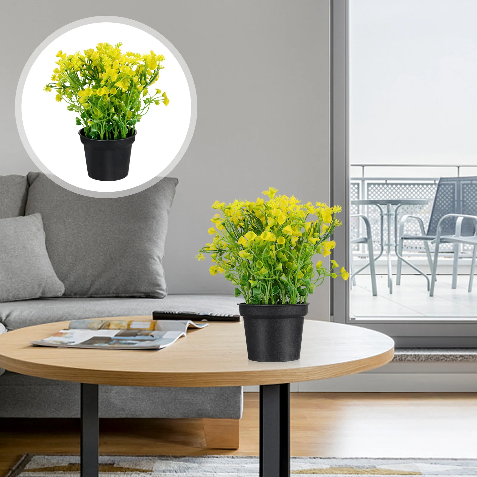 

2Pcs Artificial Bell Grass Faux Bonsai Green Plant Decor for Home Office Desk Garden Decoration Realistic Potted Ornament