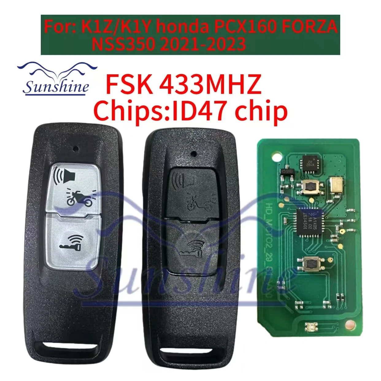 Sunshine car key Honda for Airblade 350 2023 Motorcycle Scooter 35111-K1Z-U11 -433MHZ ID47 chip 