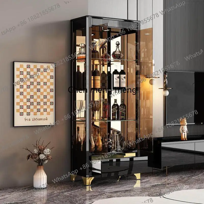 Italian Minimalist Wine Cabinet Small Glass Paint Against Display Wine Cabinet Light Luxury Bar Furniture Drankenkast