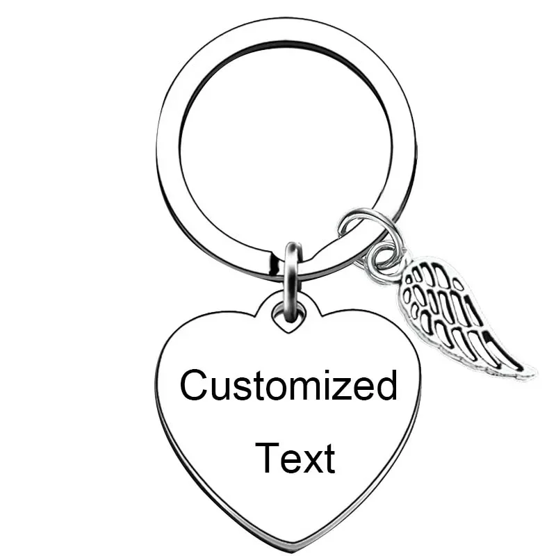 Personalized Custom Keychain Angel Wings Inspirational Gift Key chain Mother Father's Day key rings