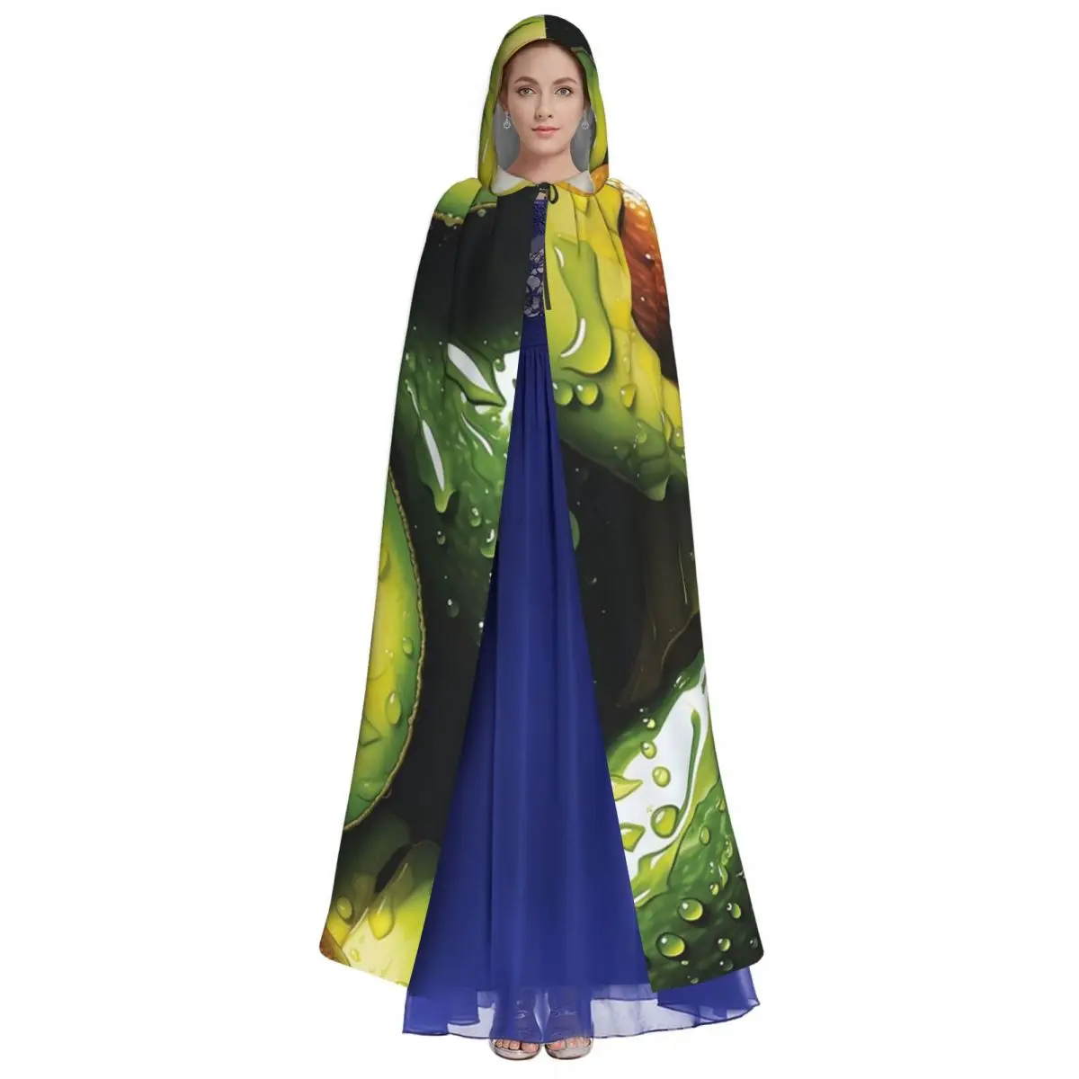 Avocados Long Hooded Cloak Witch Medieval Costume Cosplay Cape HalloweenParty Adult Unisex