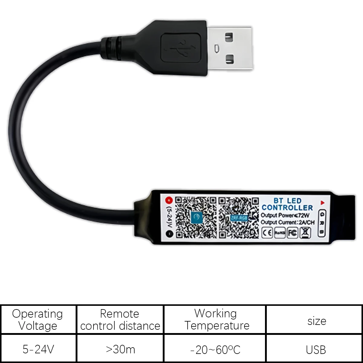 5V USB LED Strip Controller - Bluetooth Music Sync RGB Mini Controller for TV Backlighting