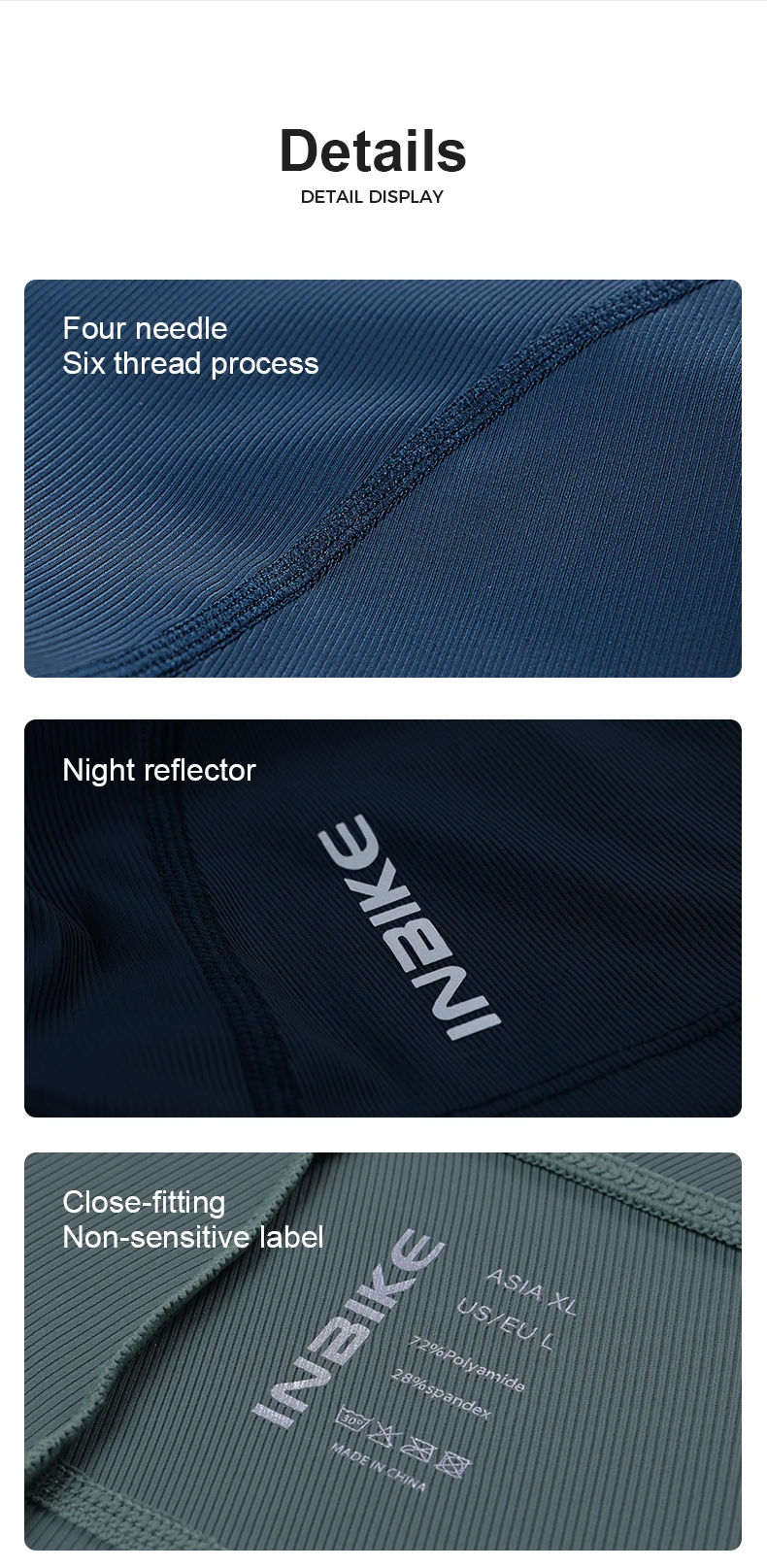 INBIKE Fahrradshorts Herren Sommer Schwammkissen Schweißableitend Schnelltrocknend Outdoor MTB Langstrecken-Fahrradbekleidung – Detail 11