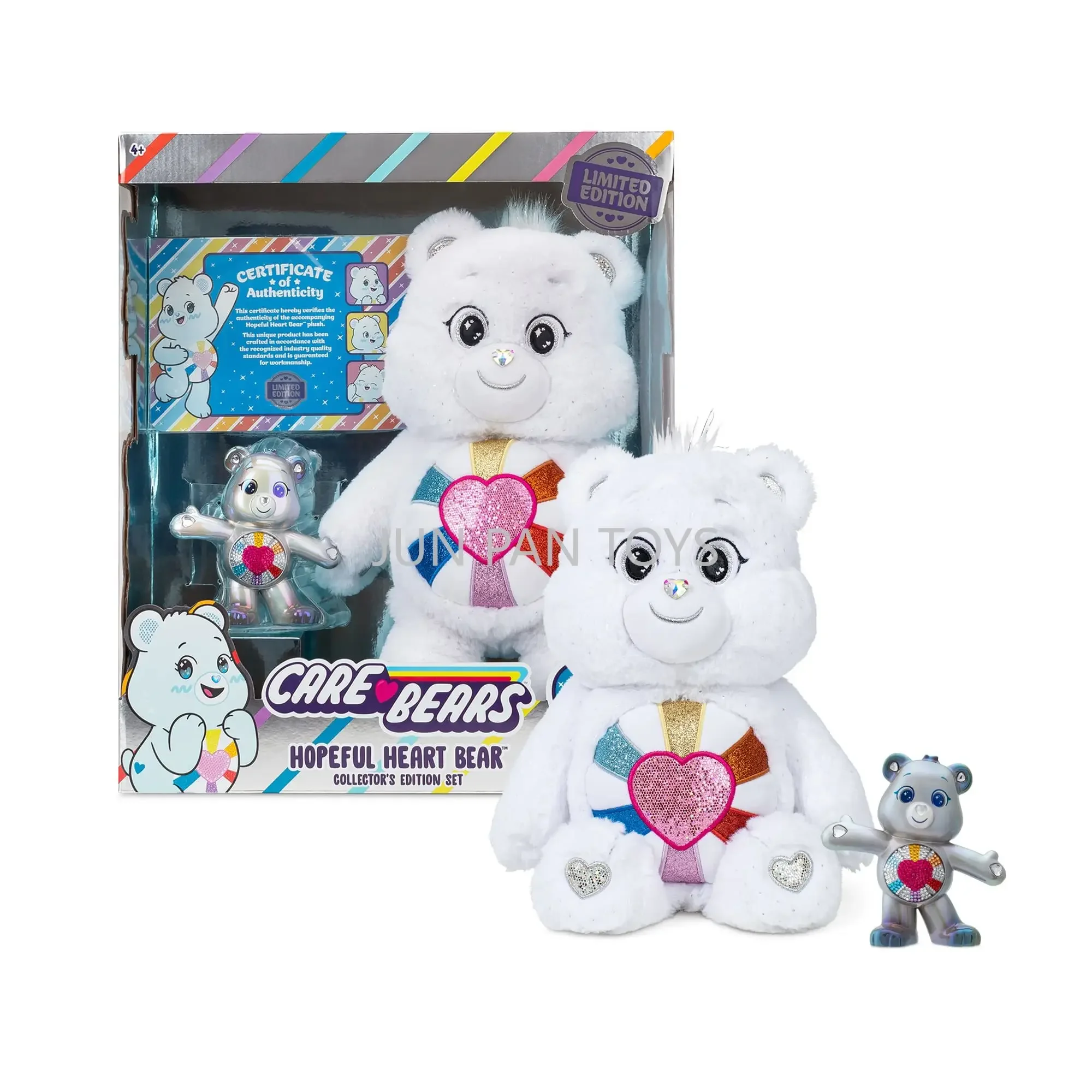 Care Bears Hopeful Heart Bear Collectible Edition Set Sparkle and Shine Cute Soft Plush Toys Girl Boy Christmas Gift Figure Doll