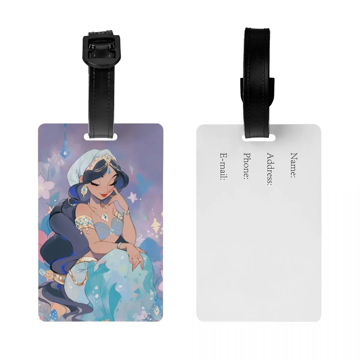 Custom Princess Jasmine Luggage Tag Privacy Protection Cartoon Aladdin Baggage Tags Travel Bag Labels Suitcase