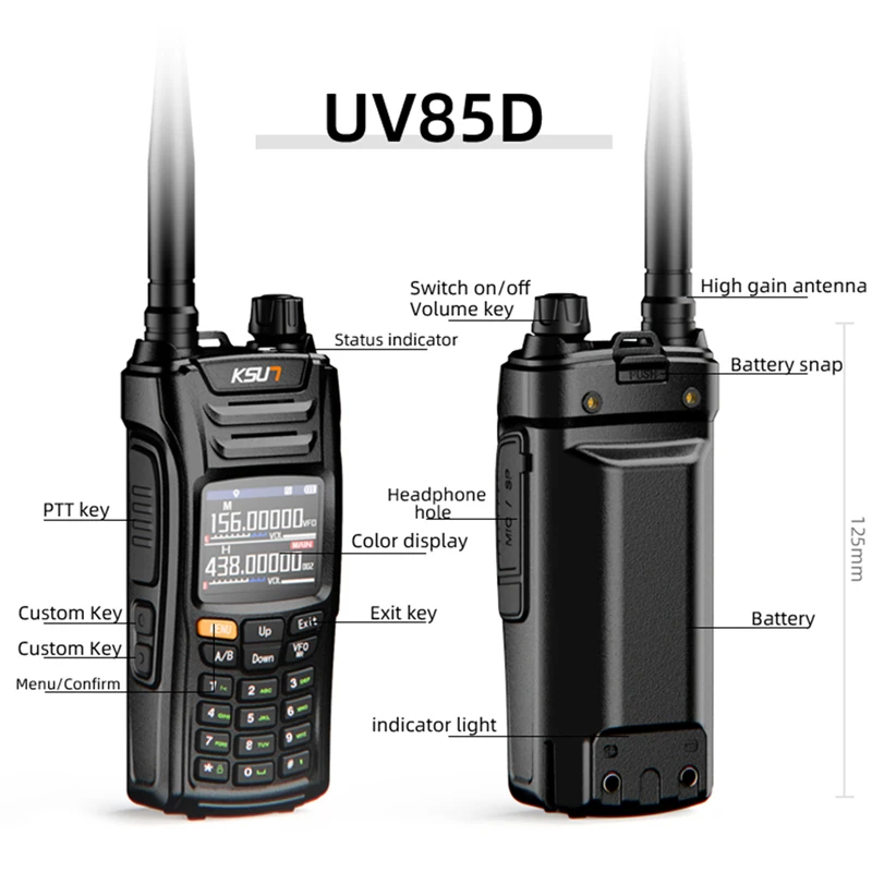 10W Power NOAA Weather Forecast FM Transceiver GPS Ham Two Way Radio Wireless Intercom Long Range Walkie Talkie KSUN UV85D