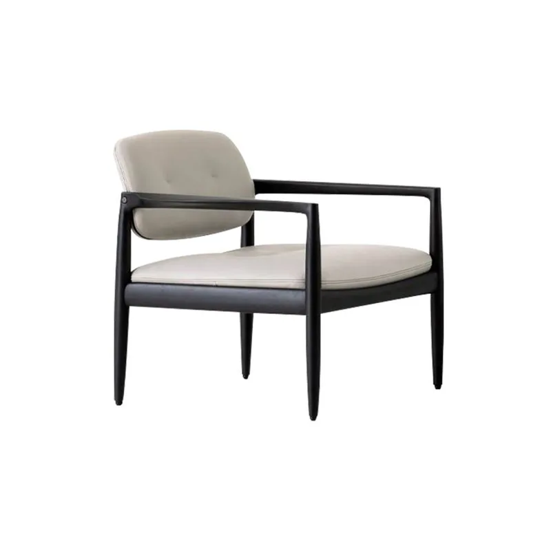 Solid Wood Leisure Single Sofa Chair Designer Living Room   Leather Italian Minimalist  Chair