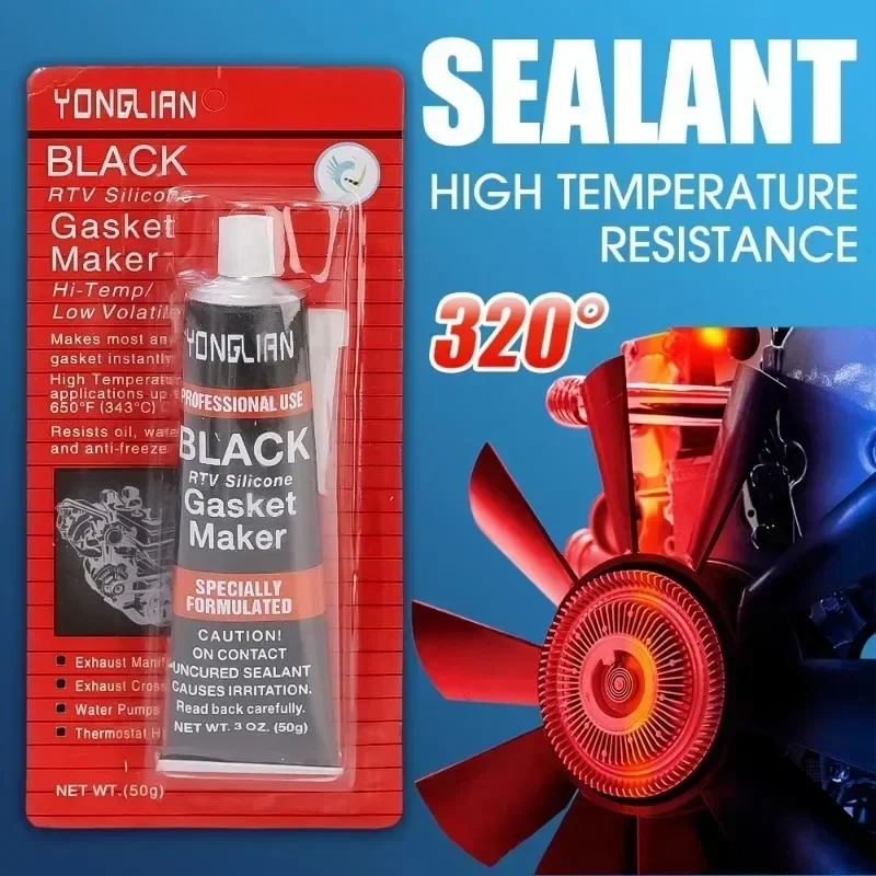 Engine sealant Car High Temperature Silicone Repair Glue Black Liquid Gasket Sealer Oil Resistant Gasket-Free Car Sealant