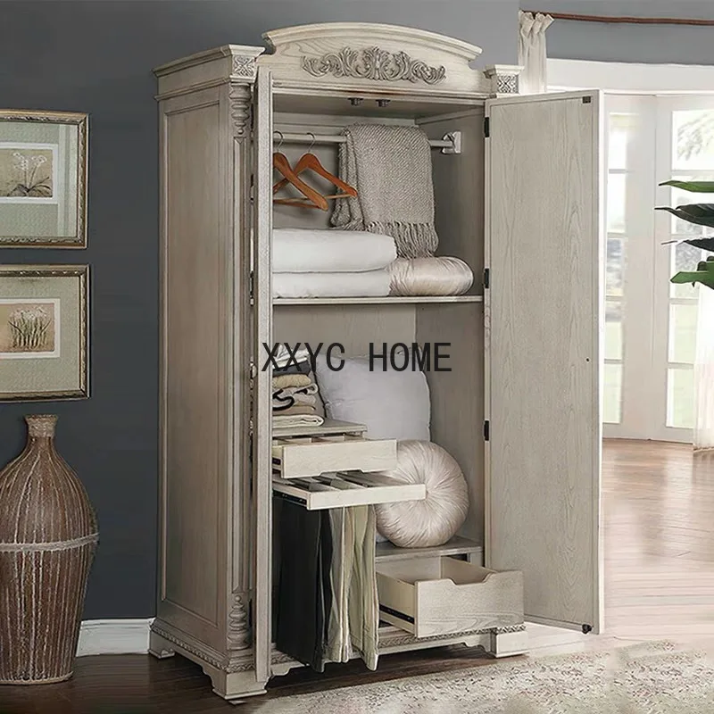 

Американская деревья твердая древесина Двойная Дверь Шкаф французская винтажная гравировка