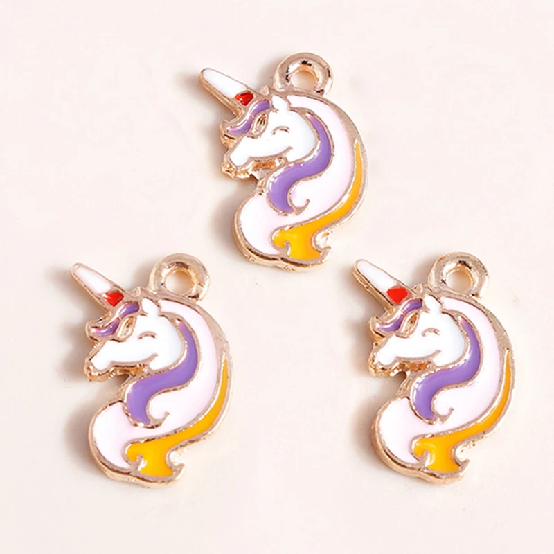 Leslie 10 Stück Emaille bunte Pferd Einhorn Charms Anhänger für Halskette Armband DIY Ohrringe Schmuck handgemachte Handwerk – Detail 10