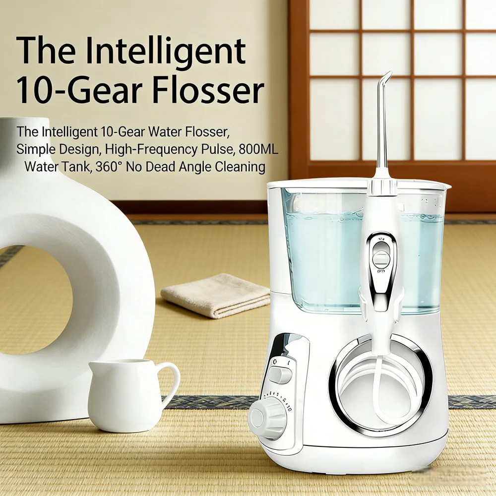 

Электрический ирригатор для полости рта большой емкости 800 мл, 10 режимов, 5 насадок, настольный, для дома и ванной комнаты