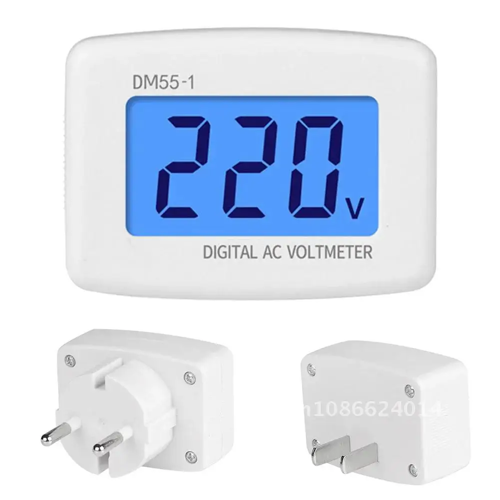 DM55-1 Digital Voltmeter AC 80-300V LCD Digital Voltmeter Volt Meter Socket Wall Mounted 110-220V Voltage Tester Meter Header