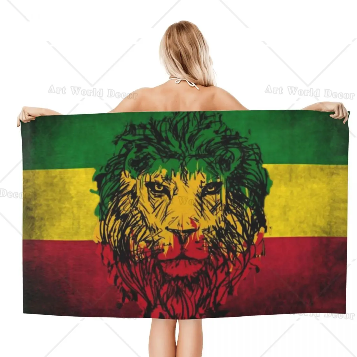 Lion Of Judah Rasta Jamaican Reggae Beach Towel Quick Drying Rastafarian Art Soft Linen Microfiber Pool Sauna Towels