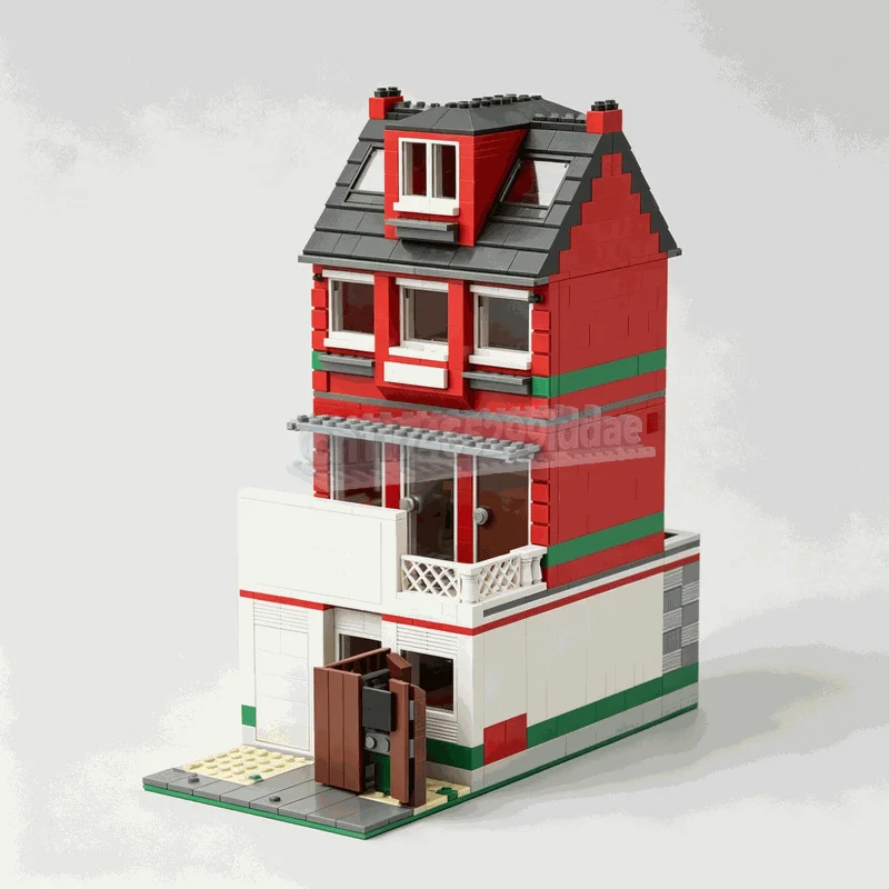 1540PCS Pizzeria And Restaurant MOC Modular Street View Model Custom Puzzle Architecture Assembly Creative Building Blocks Gift