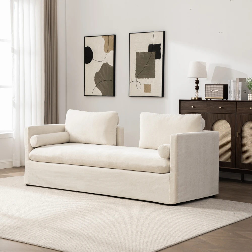 # Home Furniture Fabric Comfortable Modular Sofa Bed 3 Seat Beige L-Shape Pillow Back Modern Living Room