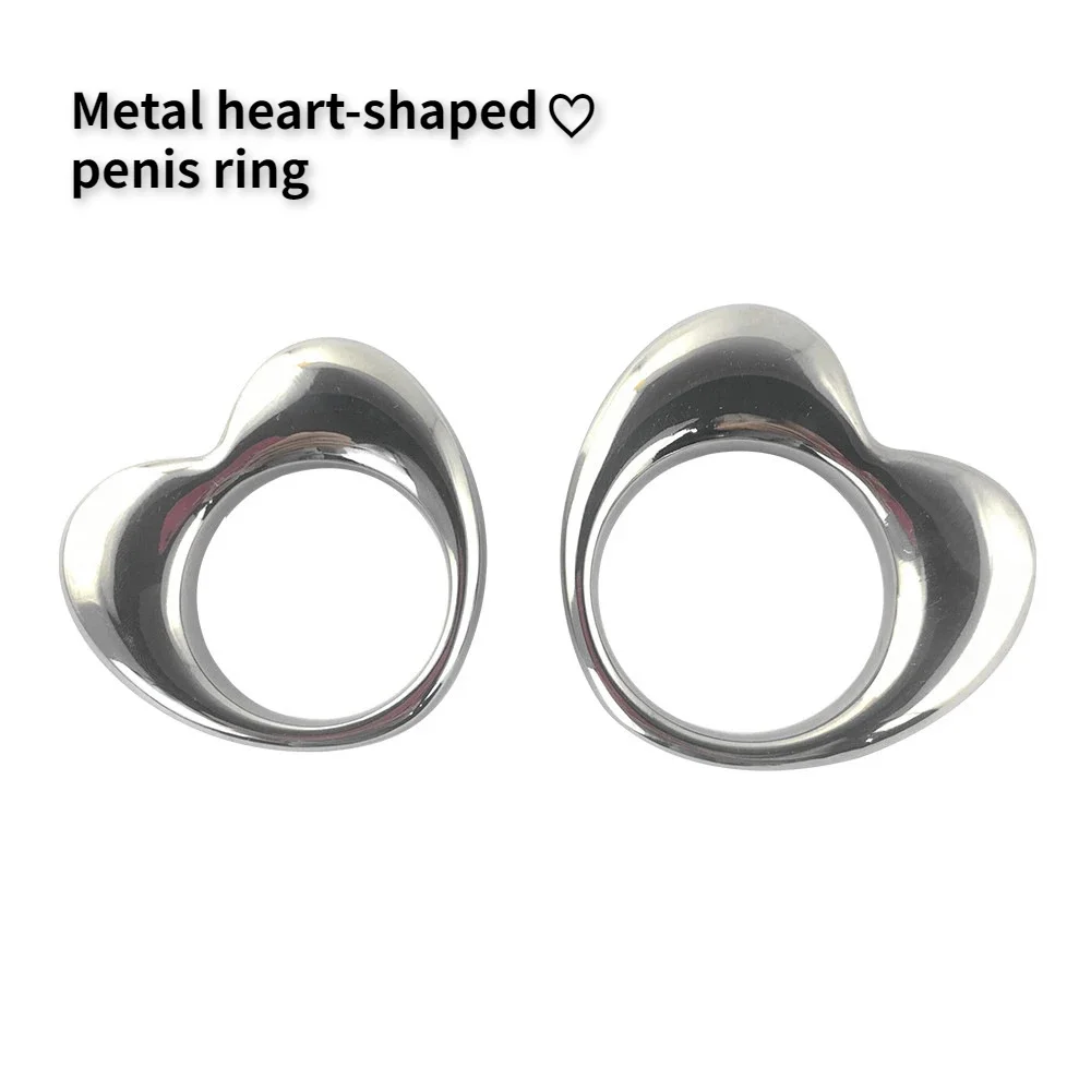 Metal Heart-shaped Cock Ring Pendant Male Scrotum Cock Ring Penis Bondage Trainer Penis Stretching Exerciser Adult Sex Toys 18+