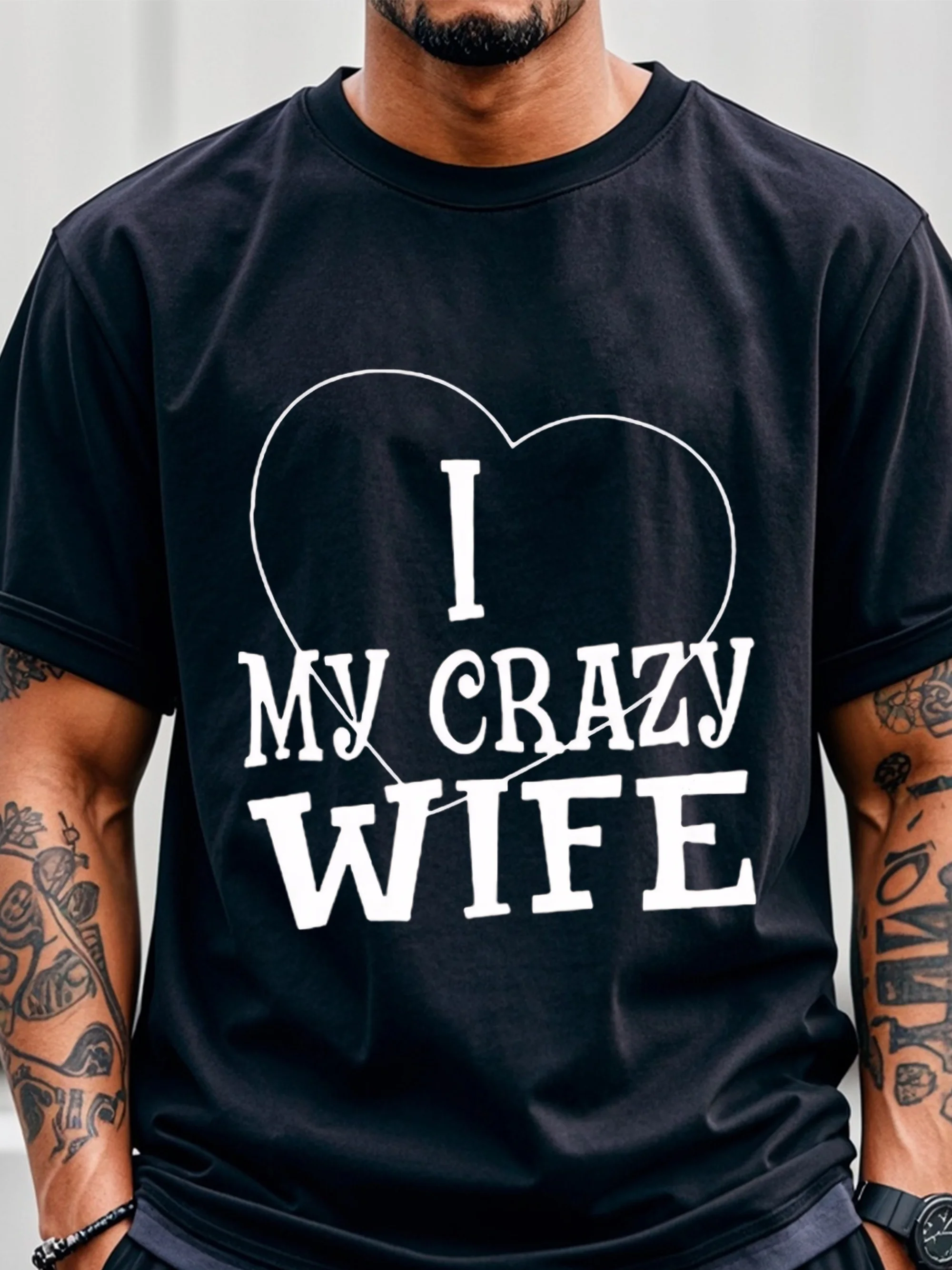 

Подарки для мужа — повседневные свободные рубашки «I Love My..." Повседневная футболка с круглым вырезом, впитывающая влагу, дышащая, легкая