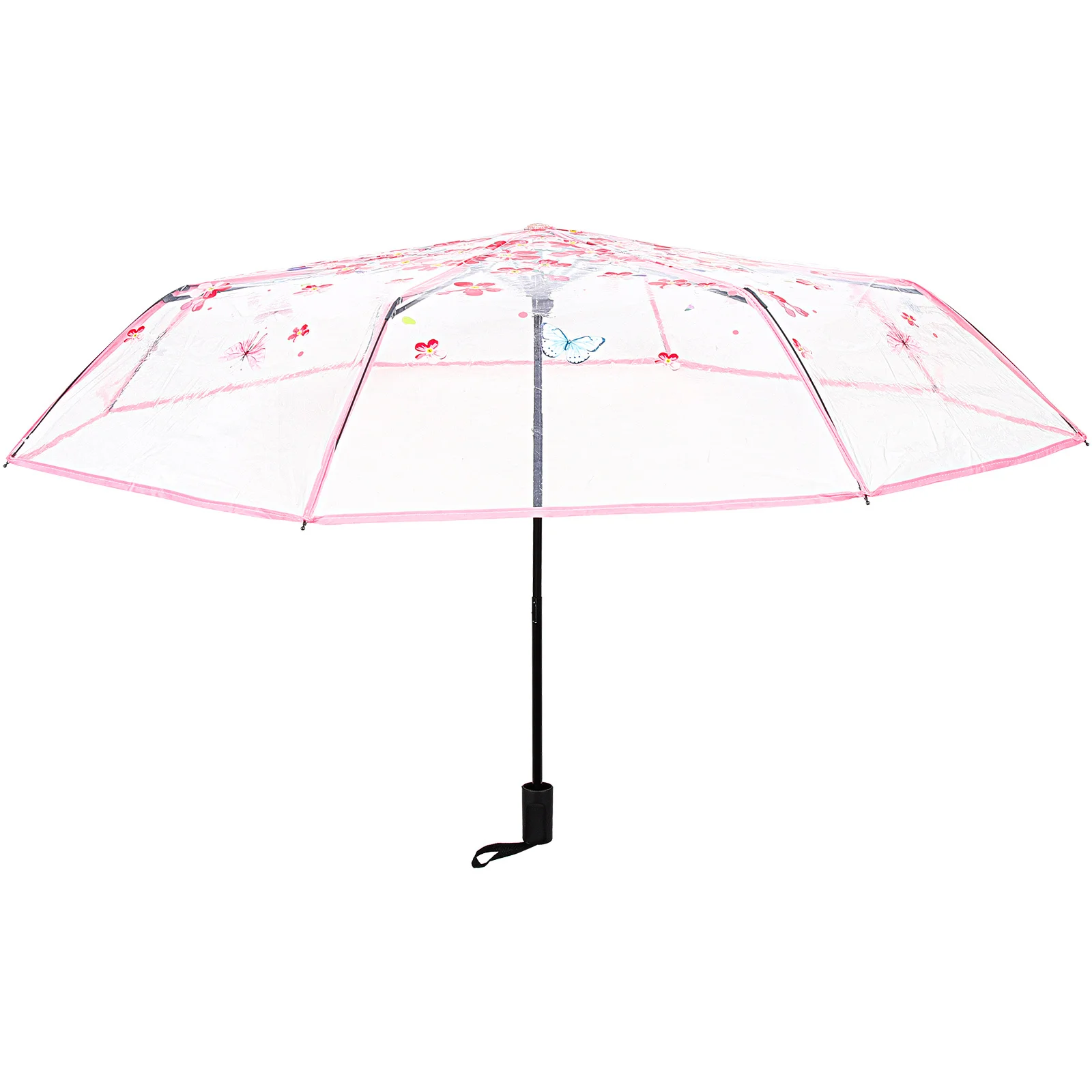 접이식 신부 웨딩 우산 꽃무늬 나비 패턴 투명 사진 소품 컴팩트 방풍 여행용 우산