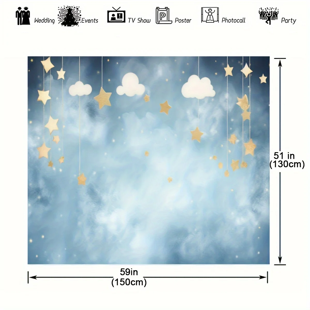 1 piece of Blue and White Cloud Dreamland Photography Background - Hanging Venus Prop - Sparkling Little Star Advanced Banner