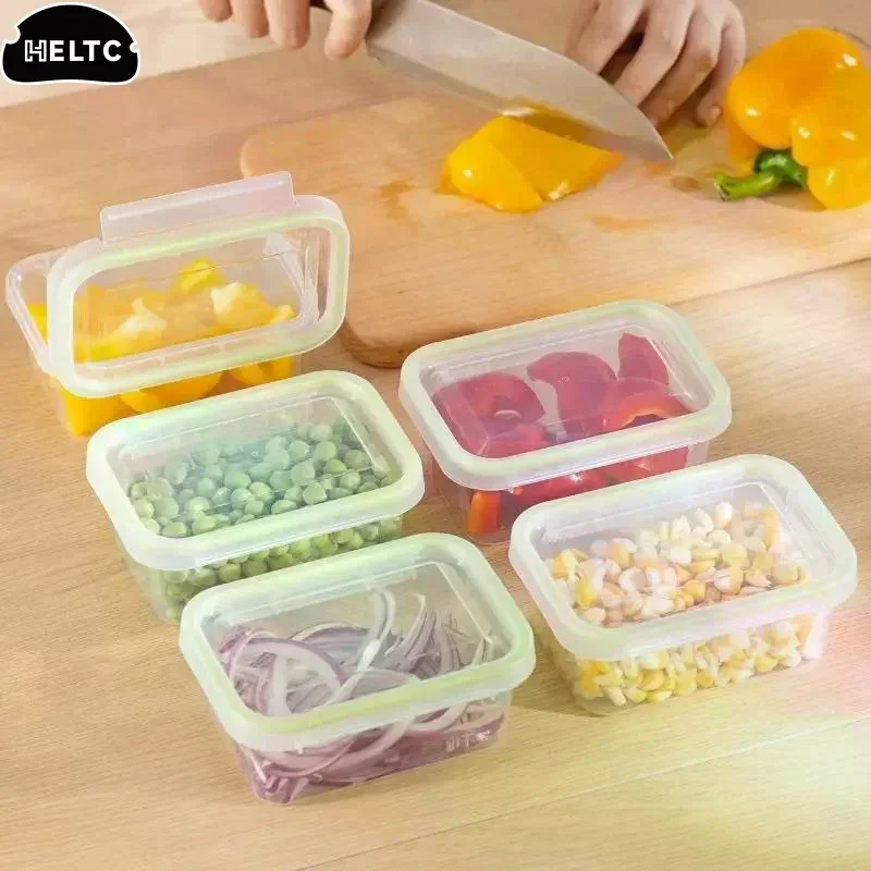 Portable Food Storage Box With Single Snap-On Cover Compartments For Sub-Packed Meat Onion Ginger Refrigerator Freezer Organizer