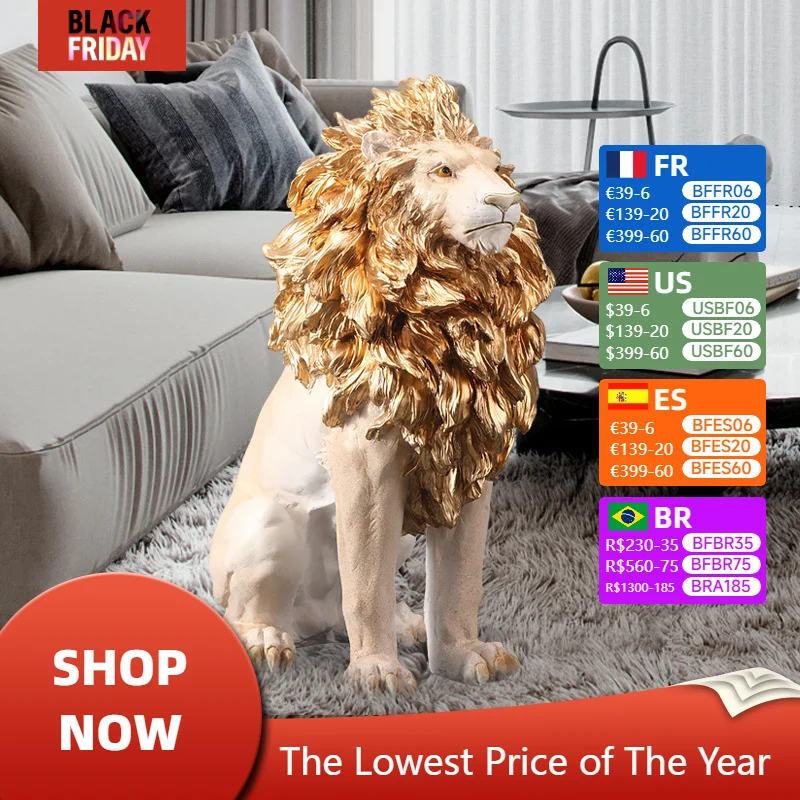 New Light Luxury Creative Lion Living Room Floor Ornament Next To Large Sofa Home Accessories Office