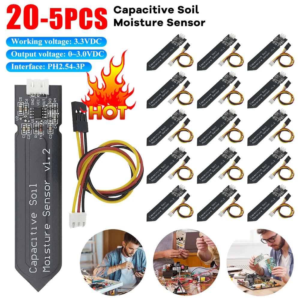 Capacitive Soil Moisture Sensor Module Wide Voltage 3.3V Corrosion Resistant W/ Gravity for Arduino Soil Moisture Sensor Board