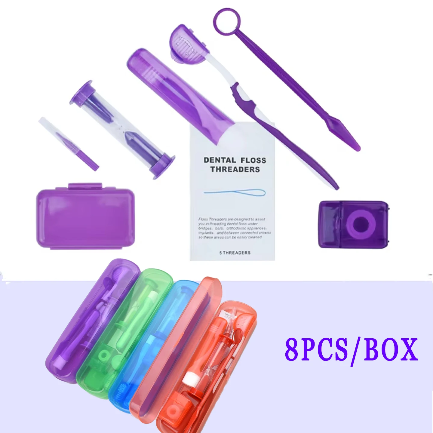 

Orthodontic Dental Care Kit Set Braces Toothbrush Foldable Dental Mirror Interdental Brush with Carrying Case Oral Tools