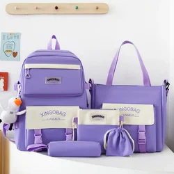 Bolsa Escolar multifunción de gran capacidad para mujer, morral escolar de nailon con cremallera, Color bloqueado, práctico y conciso, gran oferta, 2024