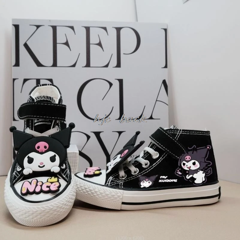 Moda dziewczęca wysokie góry piękne Kuromi Melody dziecięce tenisówki Casual Cartoon sportowe wygodne buty dziecięce drukuj chłopięce buty do tenisa