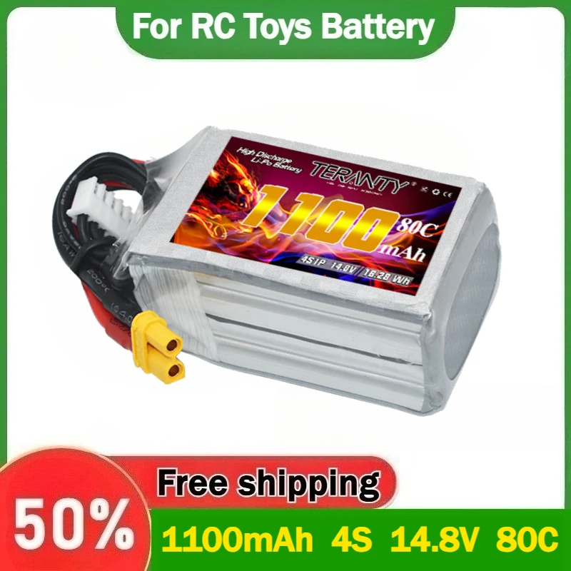 

1100mAh 4S 14.8V 80C FPV Long-range Lithium Battery LiPo for Racing Drone Models