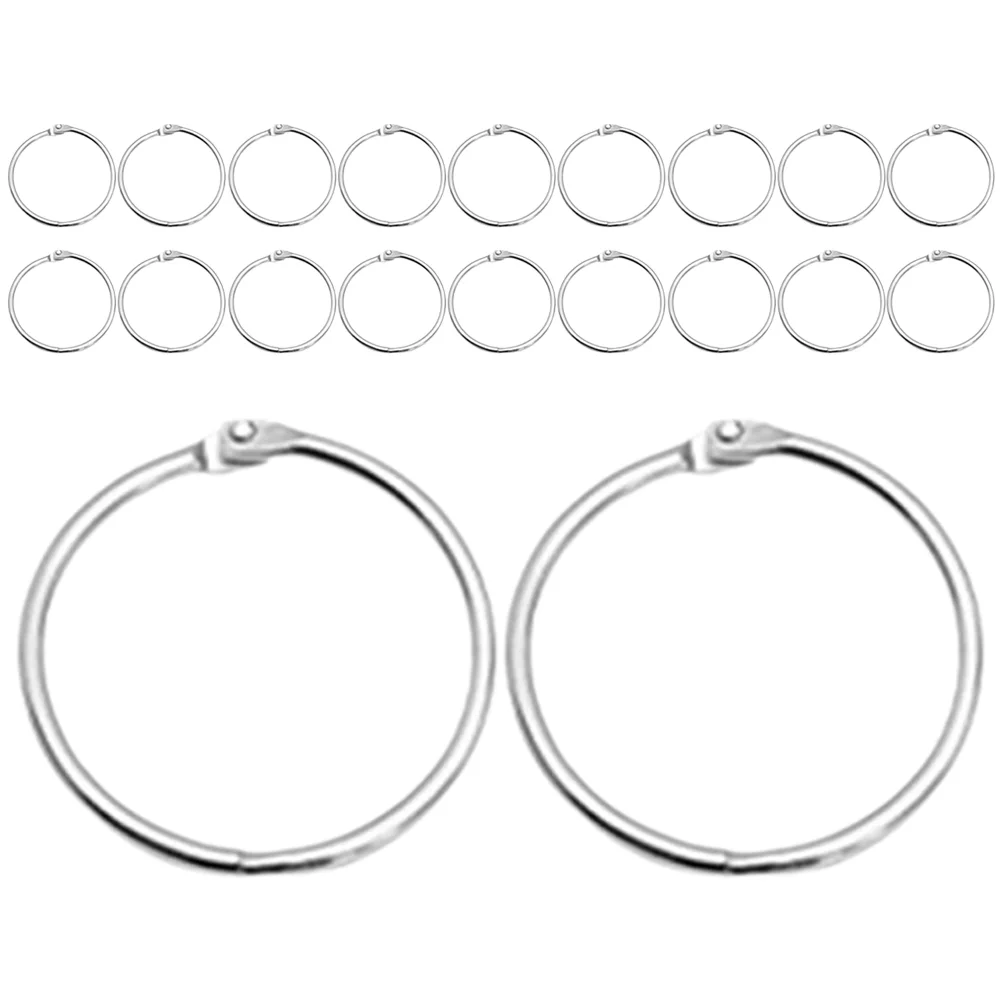 

20 Pcs Notebook Binder Rings Hoop Buckle Metal for Crafts Index Card Cards Office