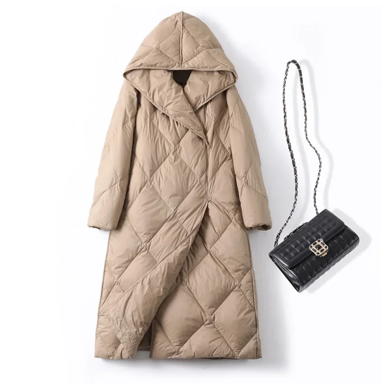 Imagem -02 - Novas Mulheres de Inverno Pato Branco para Baixo Hoodies Puffer Jaquetas Casual Quente Magro Cabolsas Longos 2023