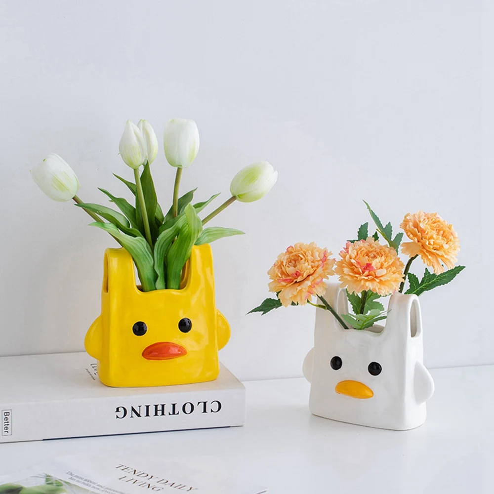 

Irregular Ceramic Vase Living Cartoon cute duck ceramic vase decoration creative living room desktop porch home flower arrange