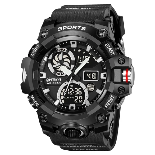 Imagen 2 del producto STRYVE 8027 reloj electrónico relojes deportivos de lujo reloj cronógrafo Digital de doble horario relojes de pulsera con pantalla semanal para hombre