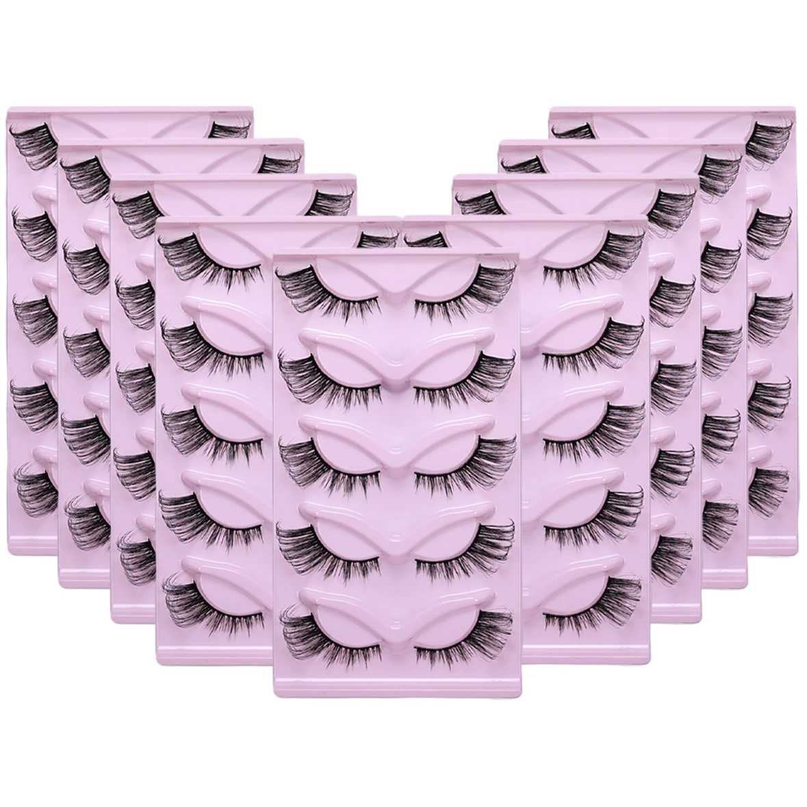 

45Pairs/9Pack Cat Eye Lashes Long Lashes Cat Eye Look Wispy Lashes Eye End Elongated Strip Thick False Eyelashes