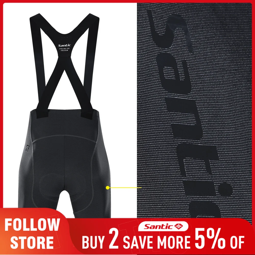 Santic Cycling Bib Shorts 6Hours Shockproof Padded Bicycle Shorts Summer Quick Dry Breathable MTB Road Sports Riding Short Pants