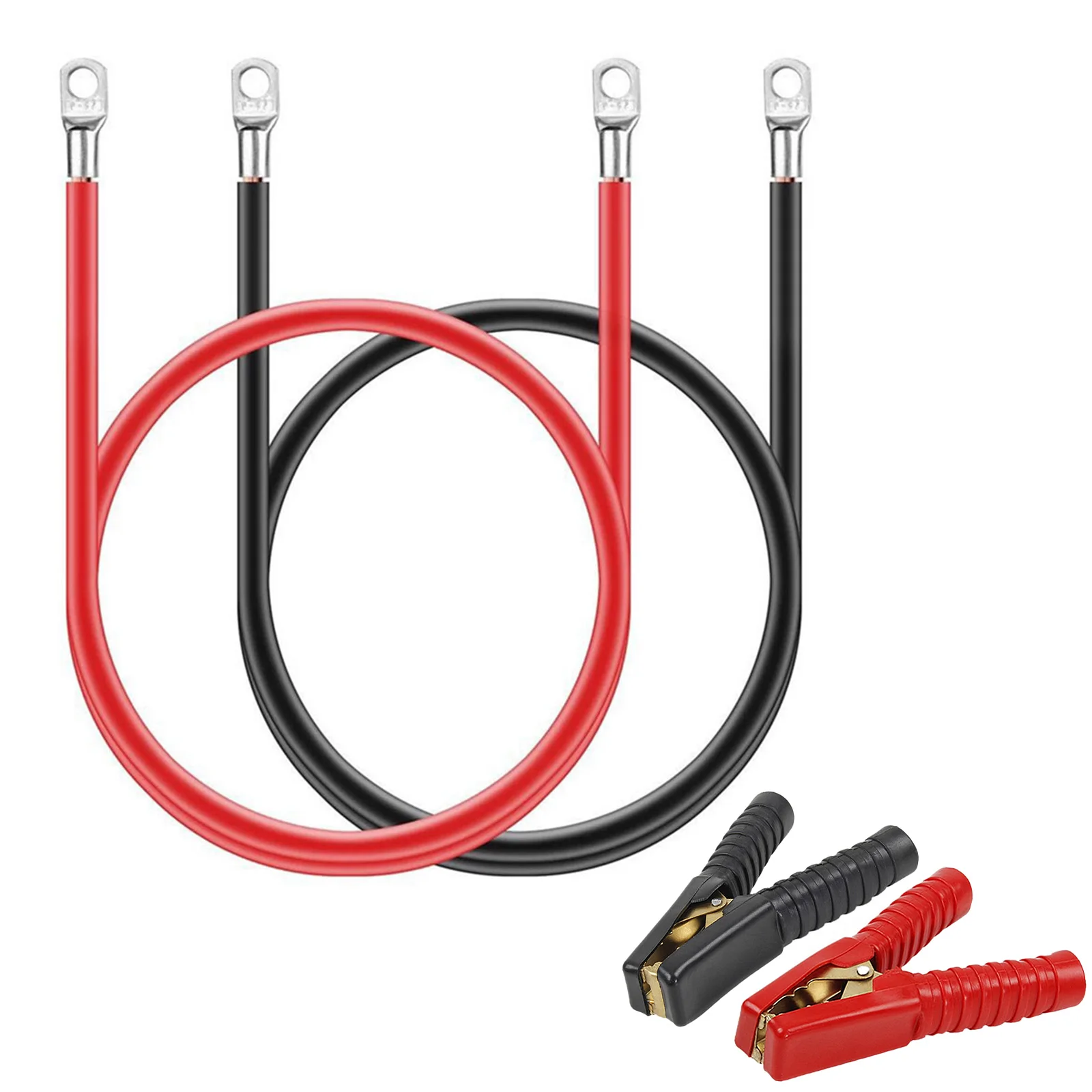 

2Pcs Battery Connection Cables With Cable Crocodile Clips 50cm 5AWG M8 12V Cable For 12V Car Boat And Solar Batteries