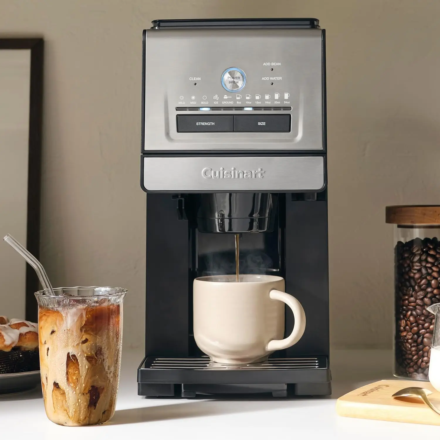 Coffee Maker, Grind and Brew Single Serve Coffee Maker, 6 Cup Sizes, Built-in Stainless Steel Burr Mill, Adjustable Strength, Gr