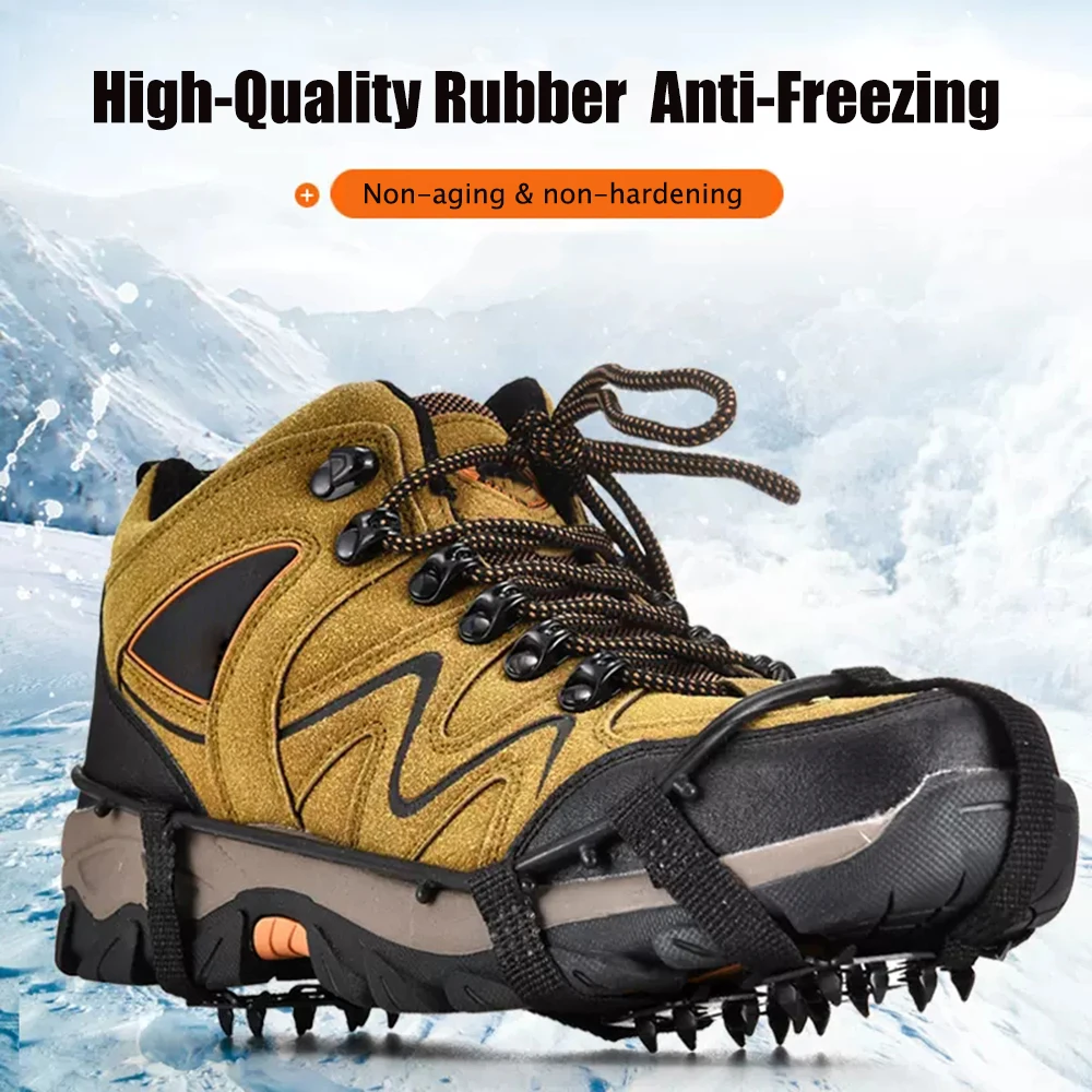 Crampons for Snow and Ice Climbing Hiking Ice Cleats Spikes for Shoes 24 Teeth Anti-Slip Covers for Shoes Non-Slip Snow Grips