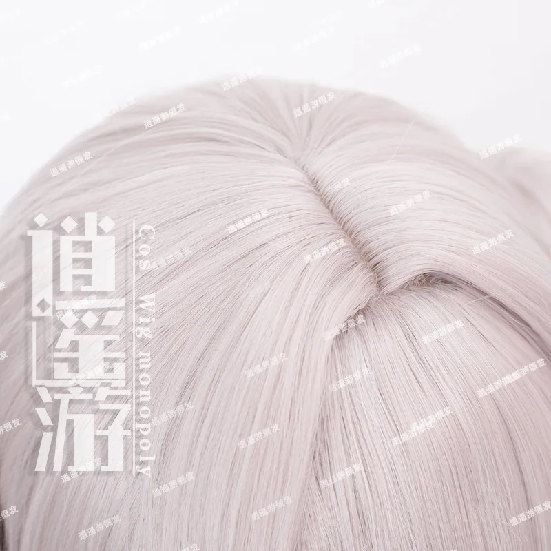 Azur Lane Halfor 버니 걸 코스프레 가발, 시뮬레이션 두피 탑 및 실버 화이트 그라데이션 스타일링 할로윈 선물